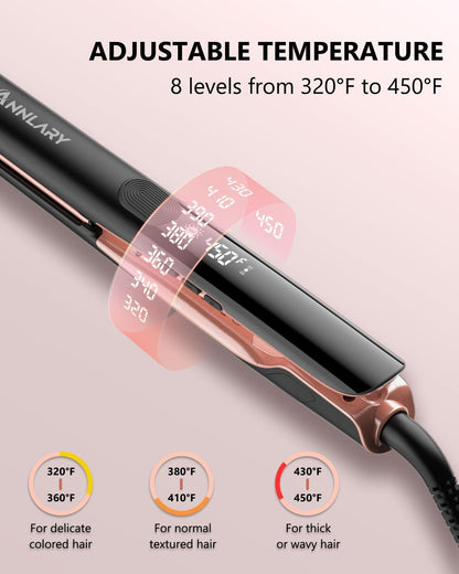 2-in-1 Titanium Ceramic Ionic Hair Straightener and Curler, Dual Voltage Flat Iron