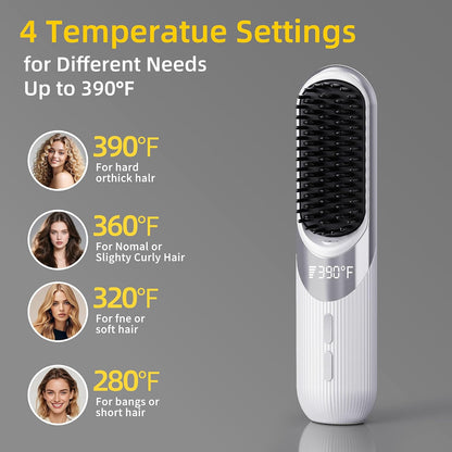 Cordless 2-in-1 AI Smart Hair Styler - Fast 30s Heat, USB Rechargeable Portable Travel Comb