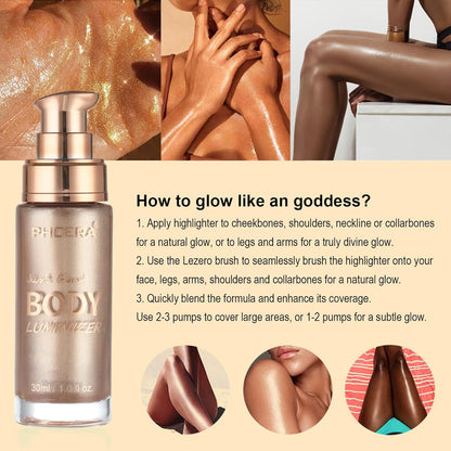 Rose Gold Body Shimmer Oil - Natural Glow Luminizer & Moisturizing Liquid Highlighter, 1oz