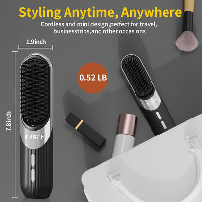 Cordless 2-in-1 AI Smart Hair Styler - Fast 30s Heat USB Rechargeable Portable Travel Comb
