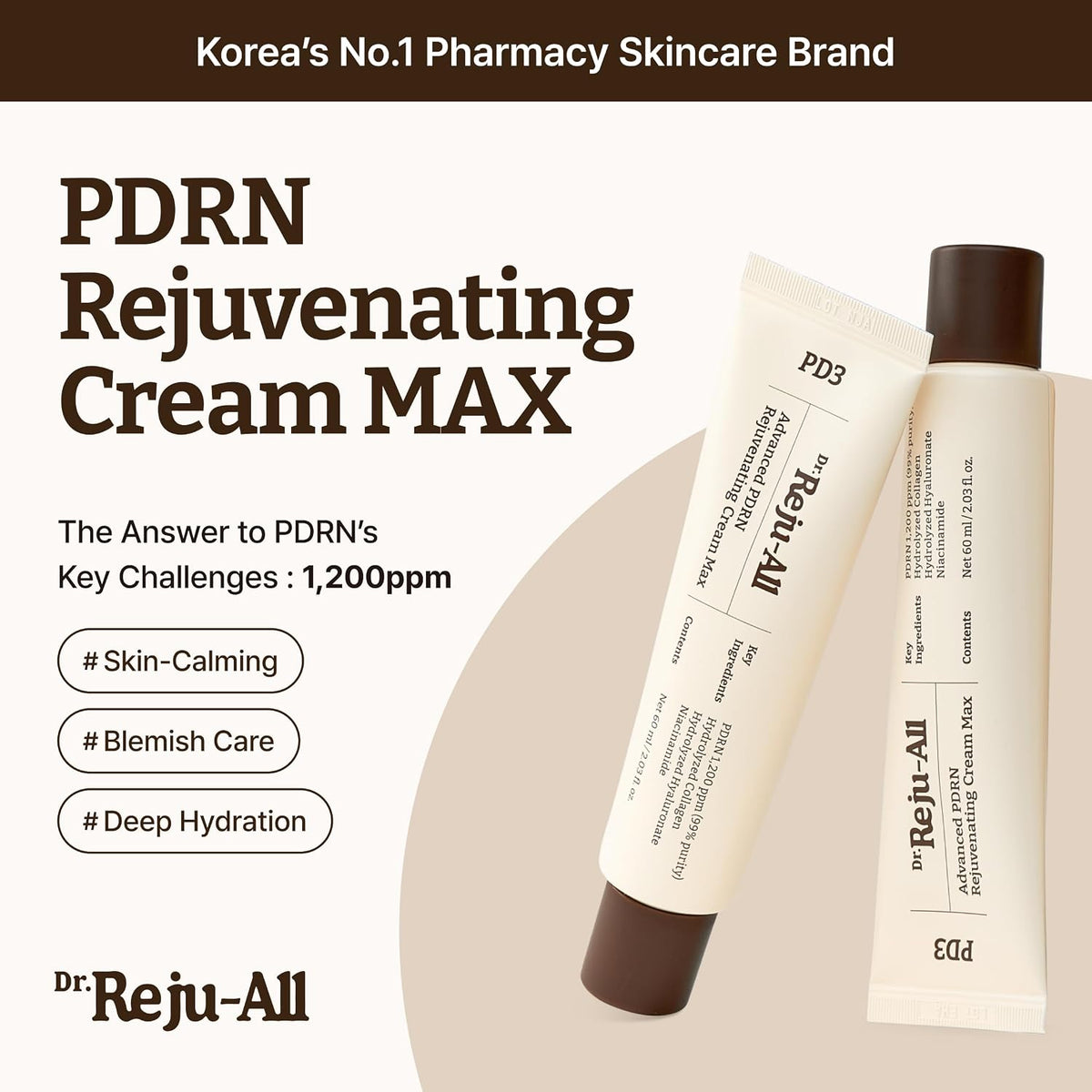 Advanced PDRN Rejuvenating Cream Max - 99% Pure Salmon DNA Gel Moisturizer for Glass Skin