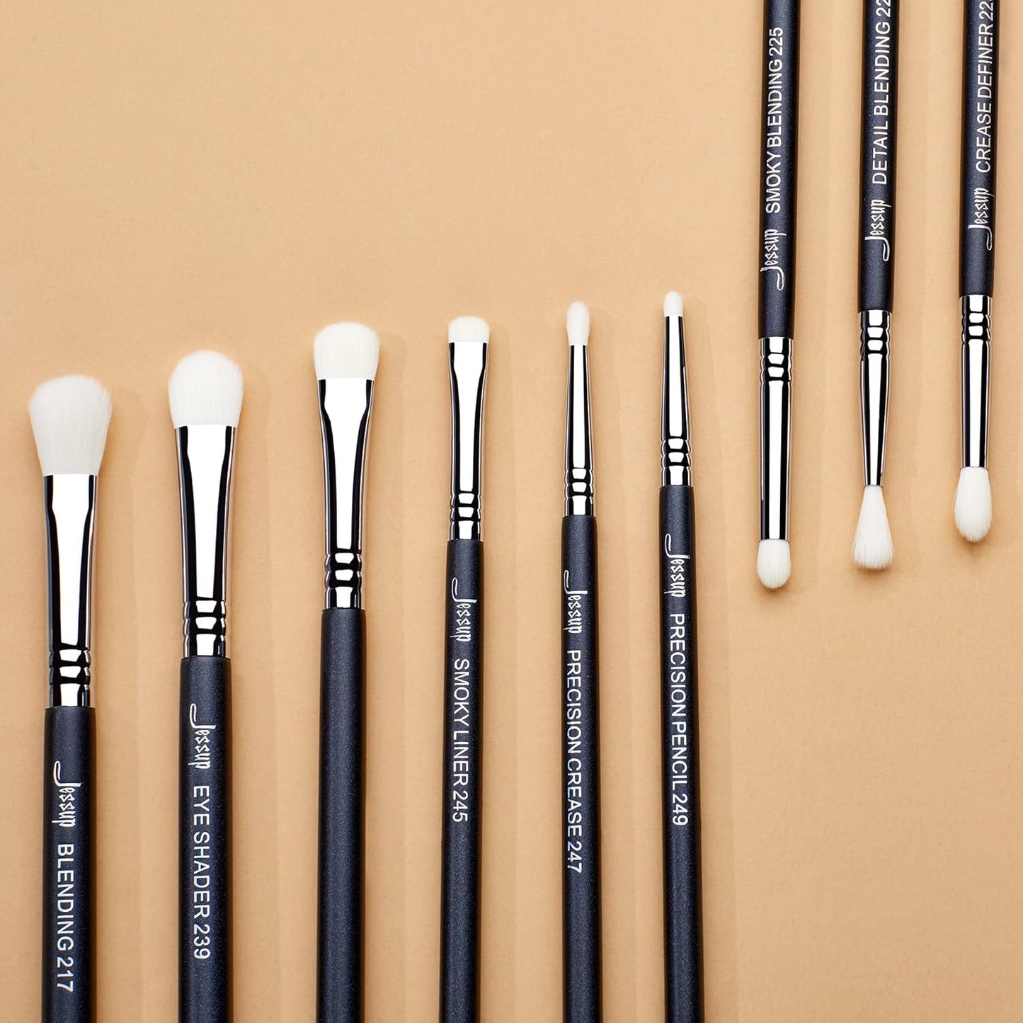 Jessup Eyeshadow Brush Set 11pcs Eye Makeup Brushes Set Professional Eye Shadow Brush Blending Brush Shader Crease Brush Black T340