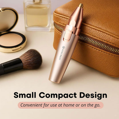 2-in-1 Rechargeable Eyebrow & Facial Hair Trimmer with LED Light - Rose Gold