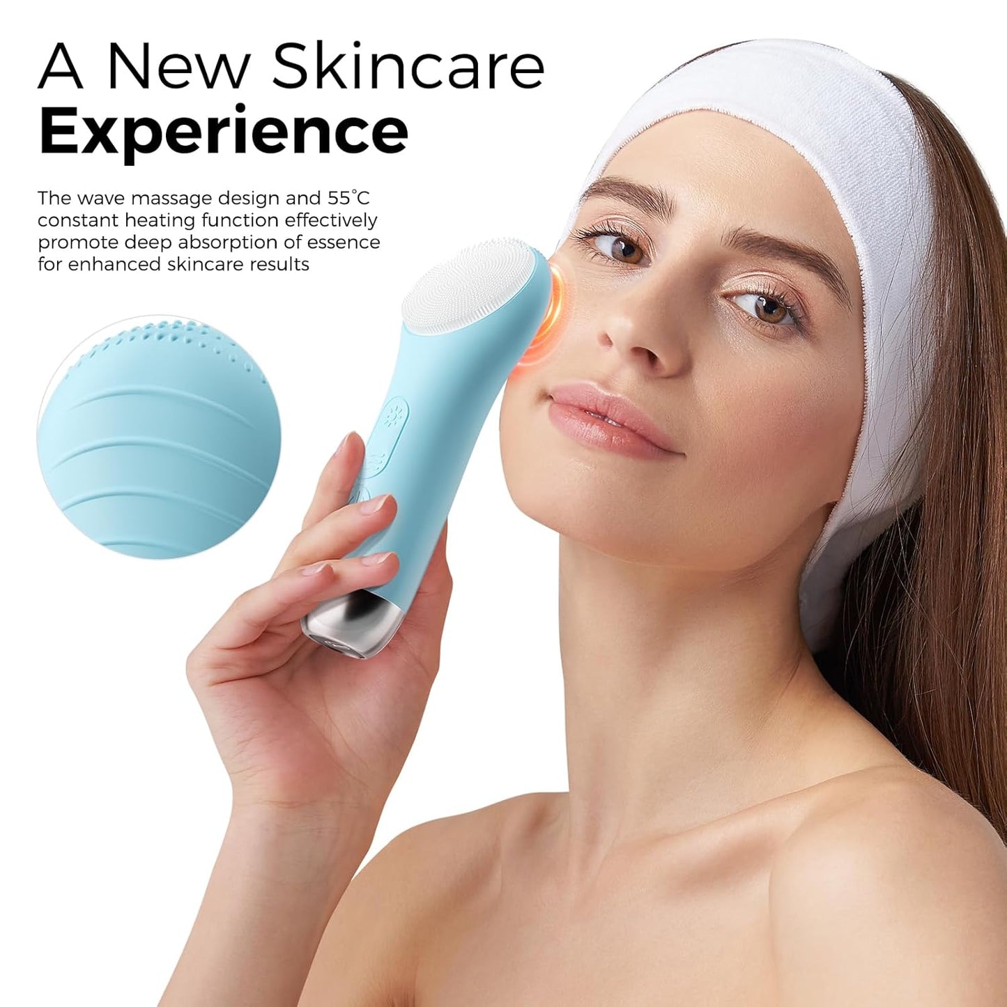Face Scrubber Facial Cleansing Brush - Waterproof and Rechargeable Face Cleansing Brush with 4 LED Gentle Light, Cleansing, Exfoliating and Massaging, Electric Face Scrub Brush for Men & Women