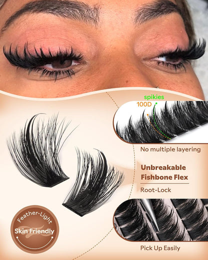 Goddvenus Manga Lash Clusters With Spikes Wispy Cluster Eyelash Extensions Fluffy Anime Eyelashes Clusters Reusable Faux Mink Fairy Individual Lash Extension (D Curve 12-18mm 204 pieces)