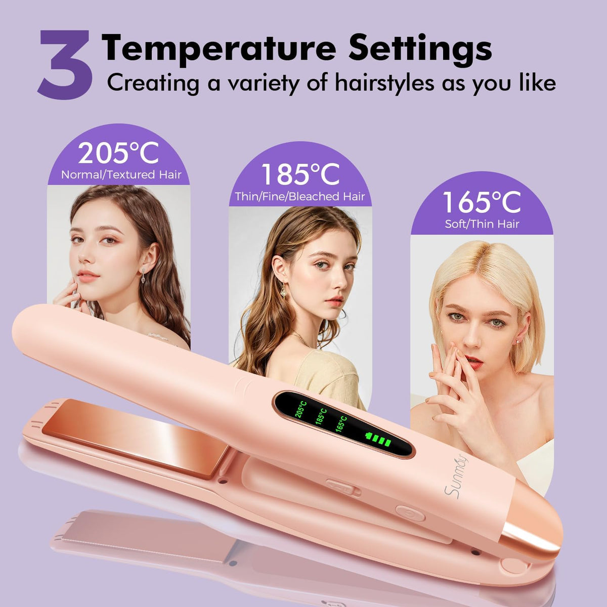 Cordless Hair Straightener, Titanium Portable Flat Iron for Travel, 2 in 1 Mini Styler with Comb & Clip