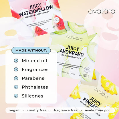 Avatara All-Stars 8-Pack Facial Sheet Mask Variety Pack | Clean K-Beauty Set for Dry, Sensitive, Uneven Skin | Gentle Moisture | Fragrance-Free, Paraben-Free & Cruelty-Free Korean Masks