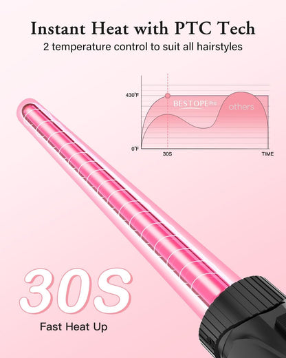 5 in 1 Curling Wand Set with 3 Barrel Hair Crimper, Ceramic Tourmaline Hair Waver for All Hair Types