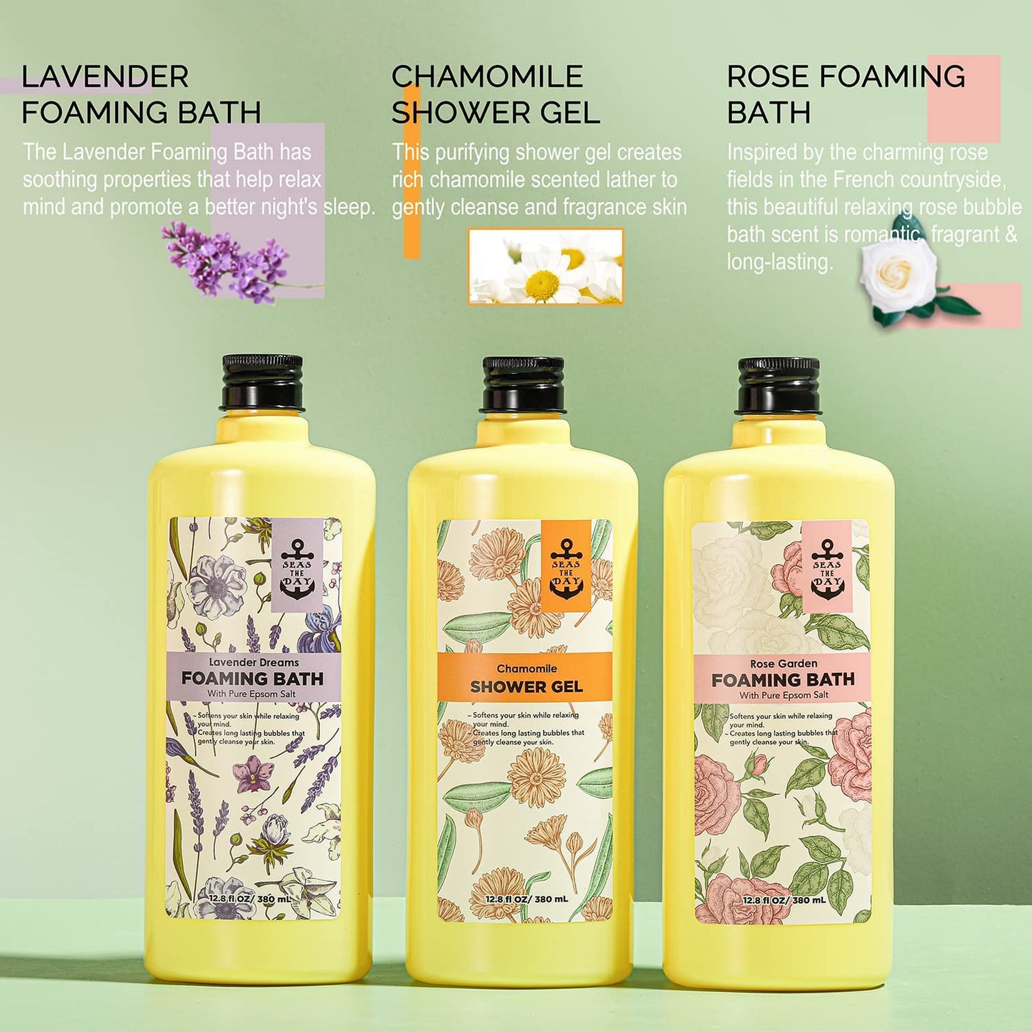 Spa Gifts Baskets for Women, Bubble Bath Gift Set for Women Relaxing, Lavender Rose Chamomile Eucalyptus Scented, Self Care Gifts Package for Women Females, Christmas Gifts for Women