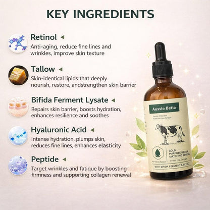 Retinol Tallow Face Serum for Dry Skin - Hydrating & Firming Anti-Aging Formula with Peptides