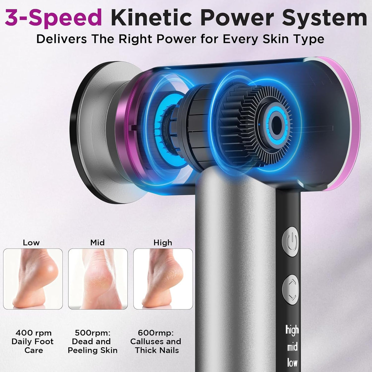 Electric Foot Callus Remover with Nano-Glass Head and Lotion Applicator