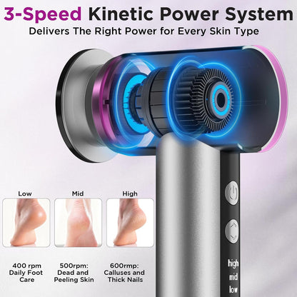 Electric Foot Callus Remover with Nano-Glass Head and Lotion Applicator