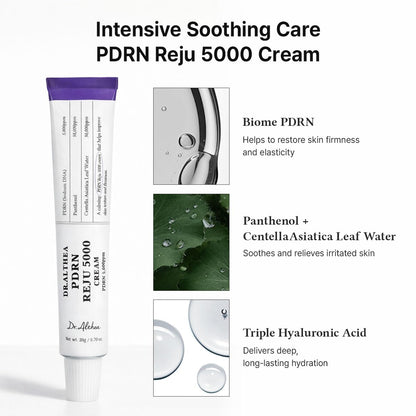 PDRN Reju 5000 Cream - Biome Skin Relief & Hydration Daily Face Moisturizer with Panthenol