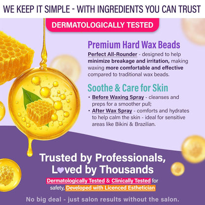 Award Winning Waxing Kit for Sensitive Skin - Digital Display Warmer with Hard Wax Beads
