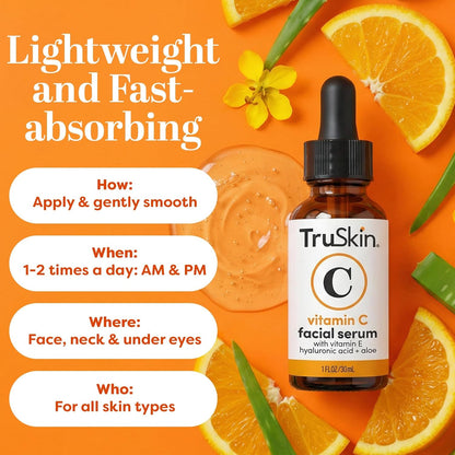Vitamin C Serum for Face with Hyaluronic Acid & Vitamin E - Anti-Aging & Brightening Formula, 2 Fl Oz