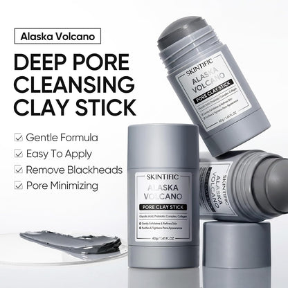Clay Mask Stick Set with Alaska Volcanic Clay & Mugwort for Deep Pore Cleansing and Oil Control
