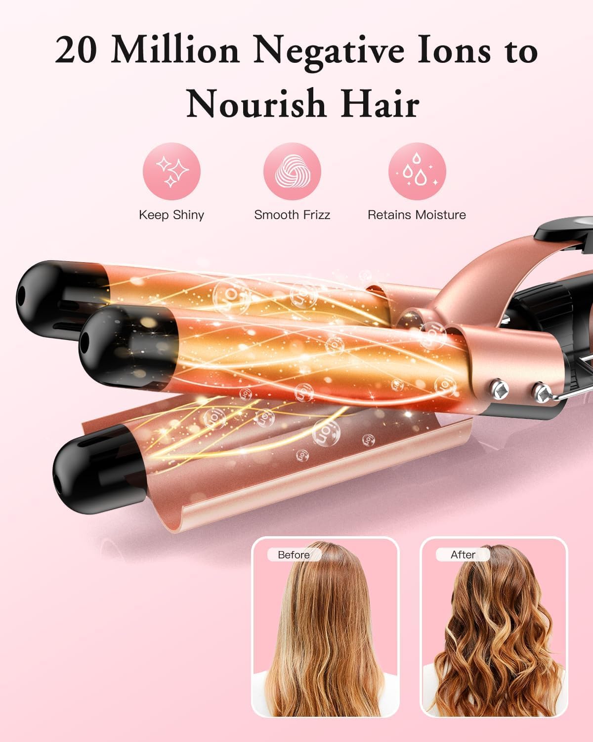 5 in 1 Curling Wand Set with 3 Barrel Hair Crimper, Ceramic Tourmaline Hair Waver for All Hair Types