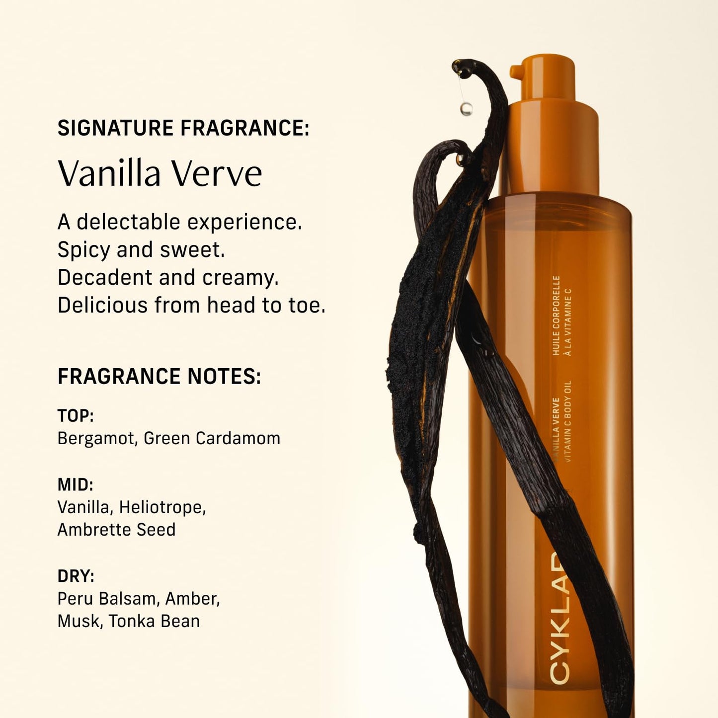 Vitamin C Body Oil - Moisturizing Vanilla Verve Scented Serum for Glowing Skin, 4.2 Fl Oz