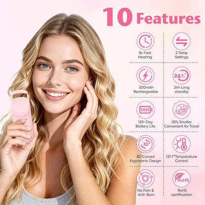 Heated Eyelash Curler - 10s Fast Heating, 24H Long-Lasting Natural Curl