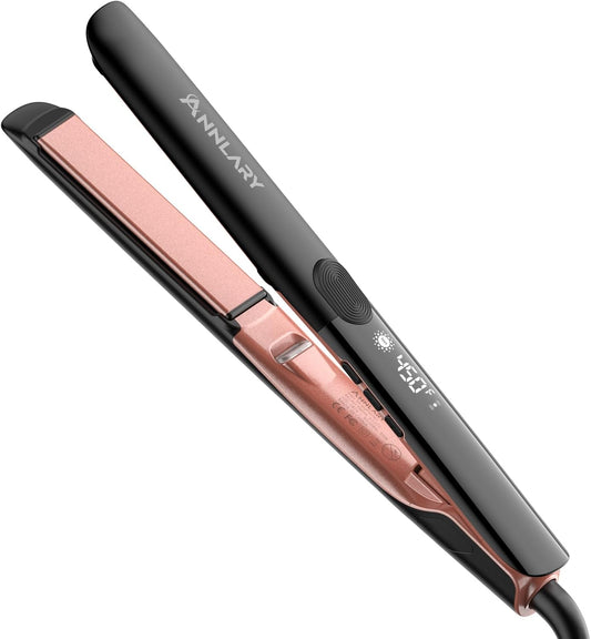 2-in-1 Titanium Ceramic Ionic Hair Straightener and Curler, Dual Voltage Flat Iron