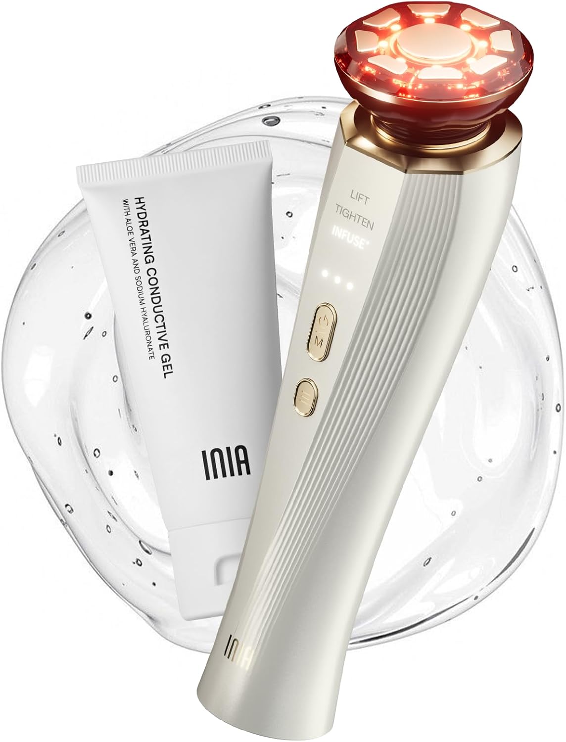 3-in-1 Red Light Therapy for Face and Neck, Skin Firming and Puffiness Skincare Tool (White)