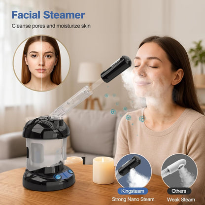 2 in 1 Ozone Facial and Hair Steamer for Personal Care at Home or Salon