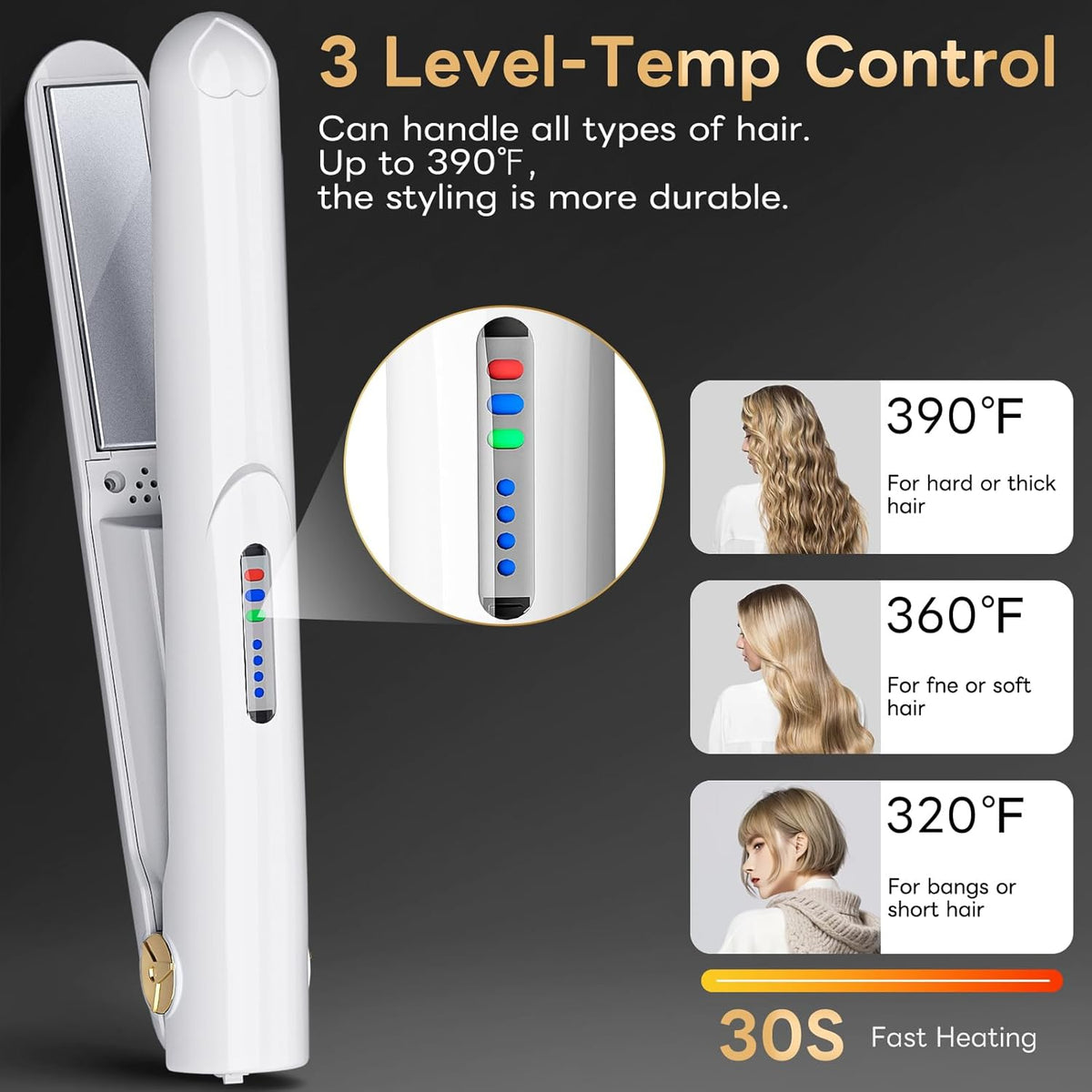 Cordless 2-in-1 Mini Hair Straightener & Curler with Emergency Phone Charger