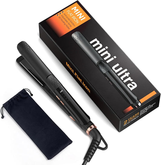 0.5 Inch Mini Flat Iron with Adjustable Temp, 100-240V Dual Voltage Hair Straightener for Short Hair