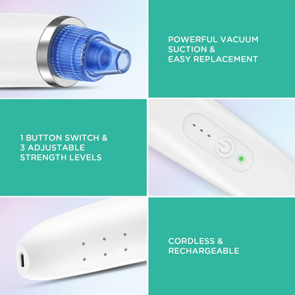 Blackhead Remover Pore Vacuum - Electric Face Cleaner with 6 Suction Heads