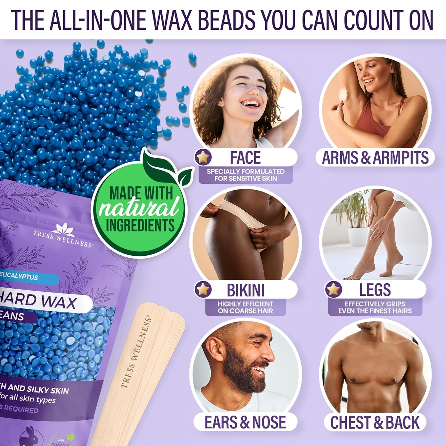 Award Winning Waxing Kit for Sensitive Skin - Digital Display Warmer with Hard Wax Beads
