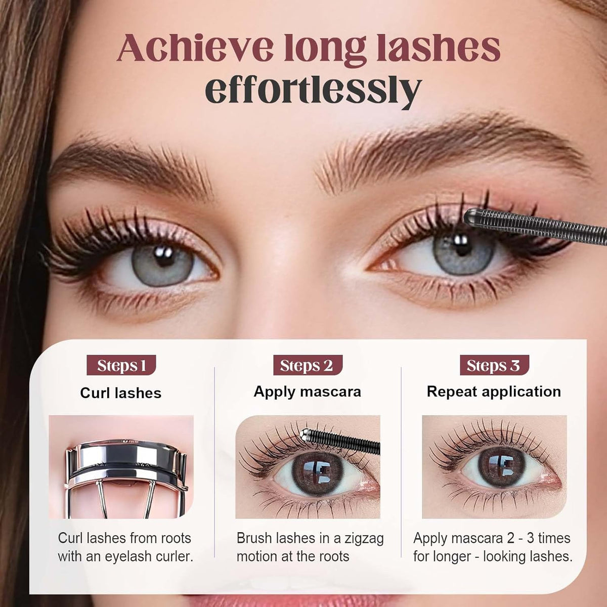 Mascara for Older Women 60 Plus, Volume and Length for Thinning Lashes, Waterproof Black