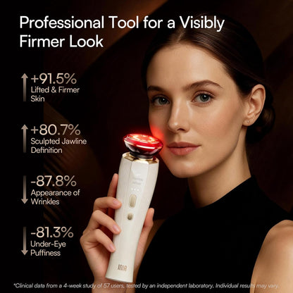 3-in-1 Red Light Therapy for Face and Neck, Skin Firming and Puffiness Skincare Tool (White)