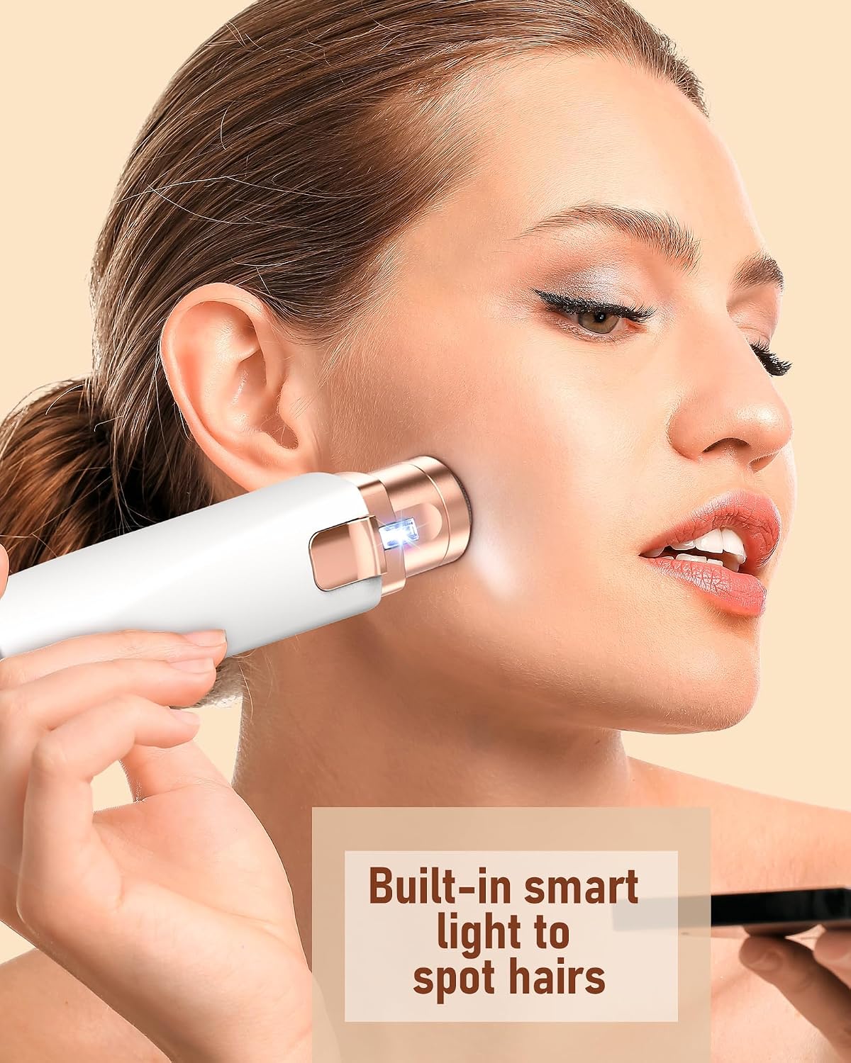 2-in-1 Rechargeable Facial Hair Remover & Eyebrow Trimmer with LED Light