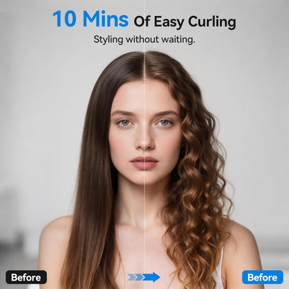 Cordless Curling Iron: Mini USB Rechargeable 4000mAh Hair Curler with 3 Temp Settings and Negative Ions