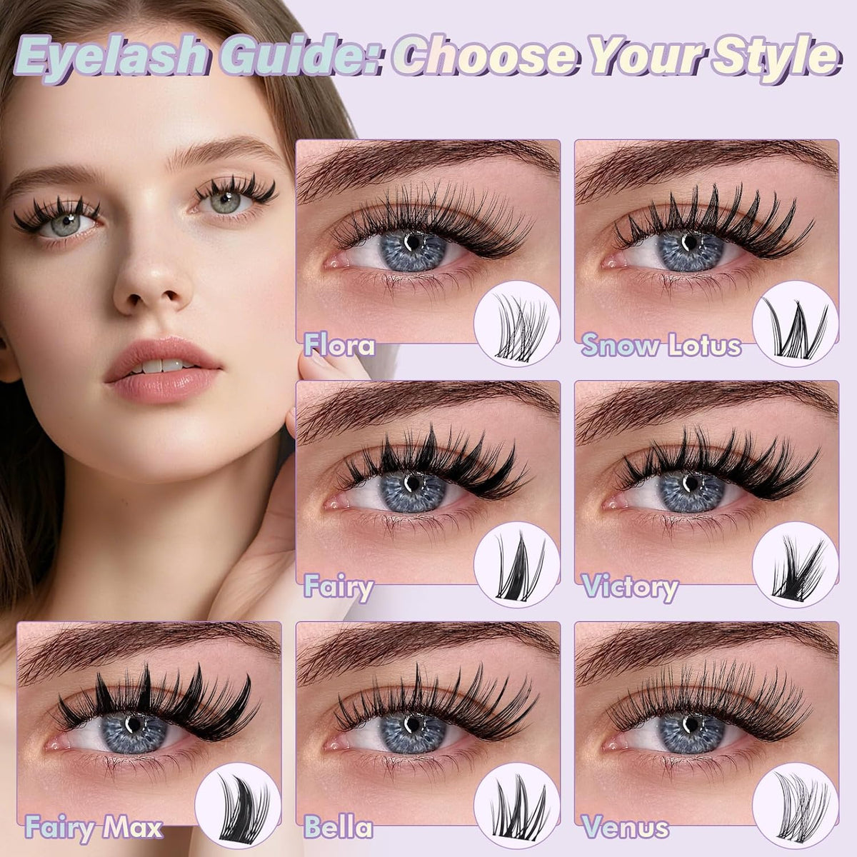 Natural Eyelash Clusters Kit - DIY Lash Extension Kit at Home with C-Curl Wispy Clusters