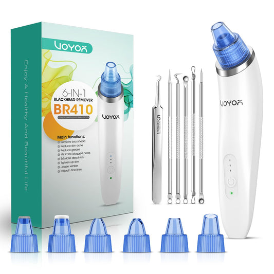Blackhead Remover Pore Vacuum - Electric Face Cleaner with 6 Suction Heads