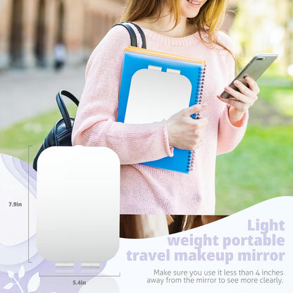 Portable Travel Makeup Mirror with 3 Adjustable Light Settings, USB-Rechargeable Vanity Mirror