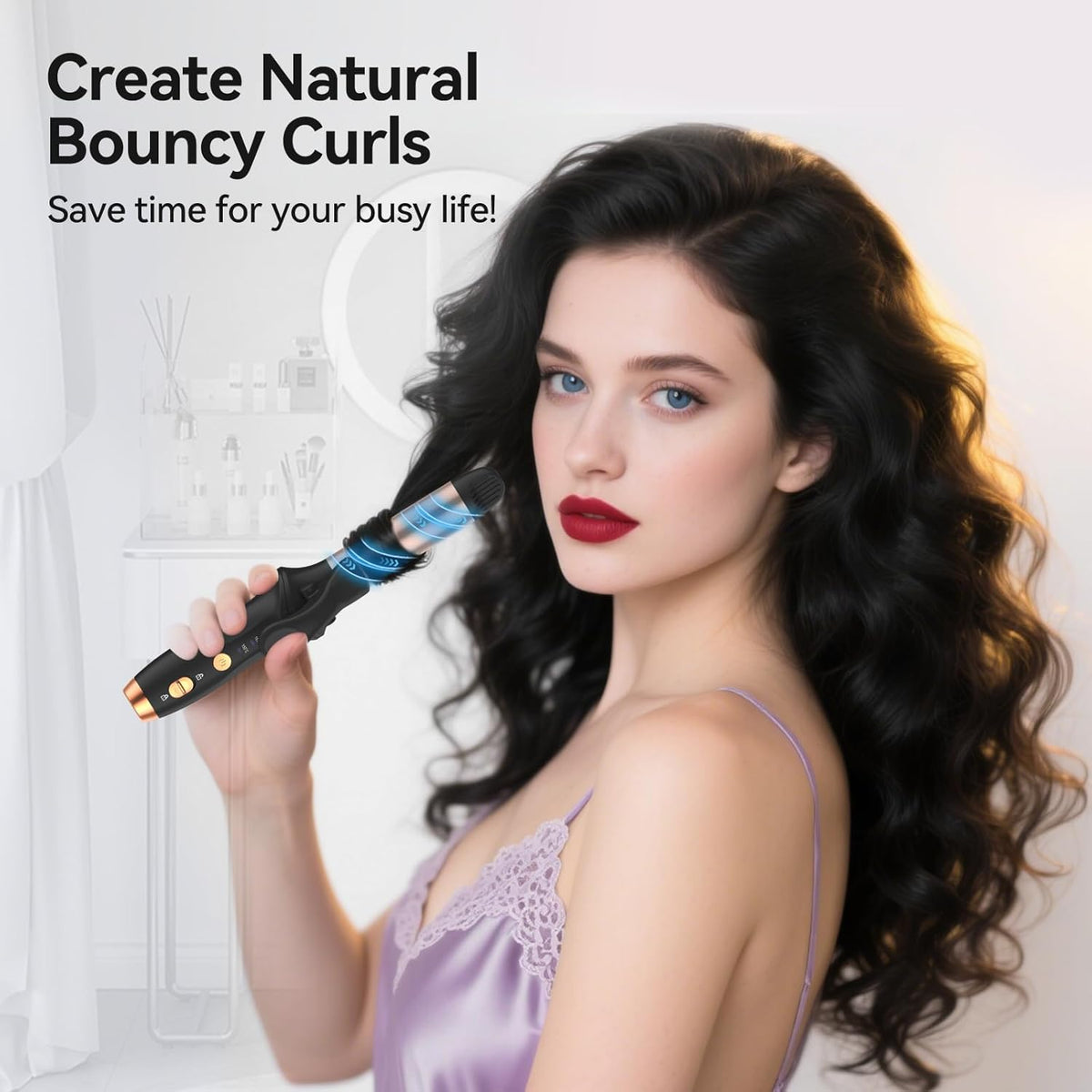 Cordless Curling Iron: Mini USB Rechargeable 4000mAh Hair Curler with 3 Temp Settings and Negative Ions