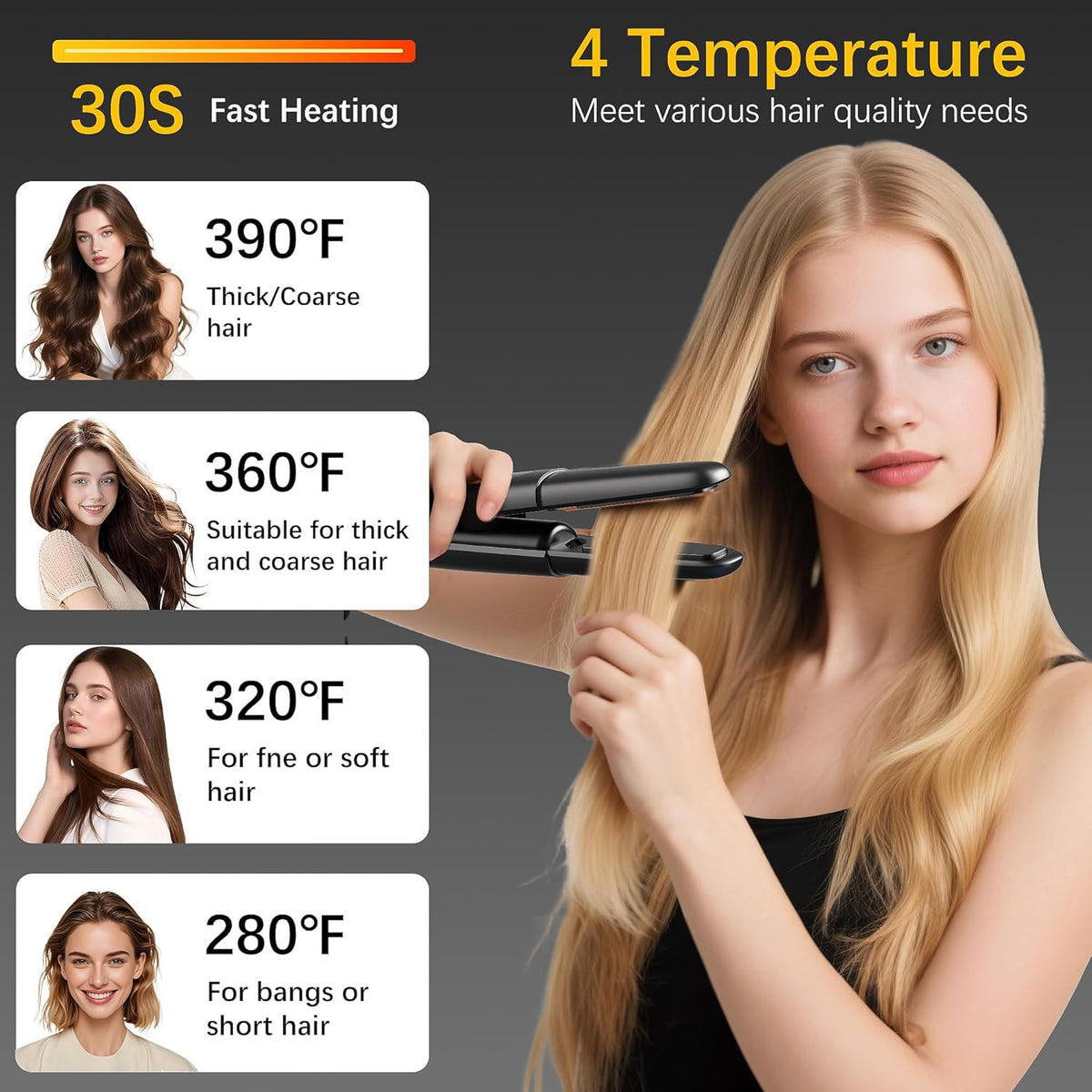 Cordless 2-in-1 Hair Straightener and Curler, Mini Portable Ceramic Flat Iron with 4500mAh Battery