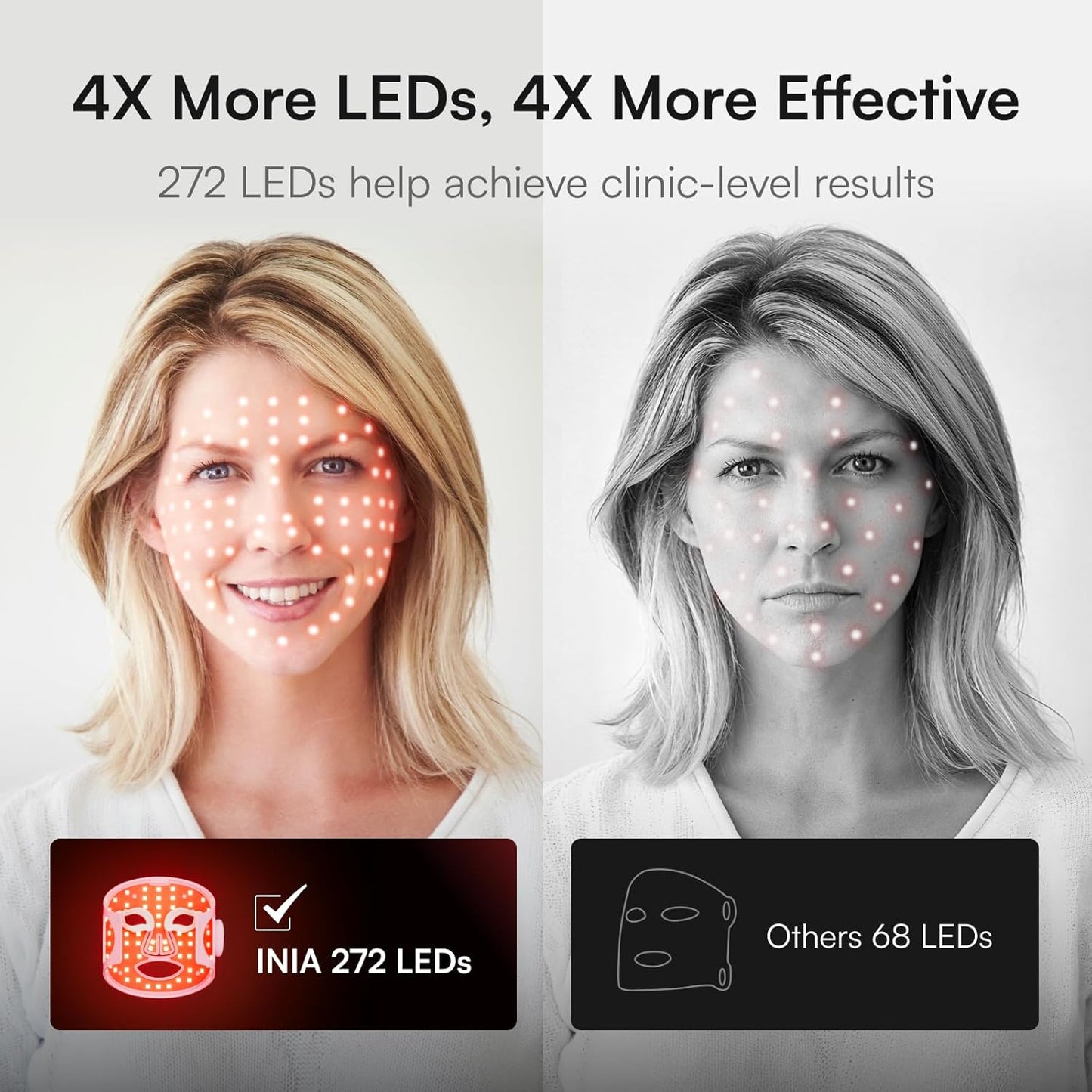 Red Light Therapy Mask for Face - Wireless LED Face Mask with Near-Infrared (NIR) Light