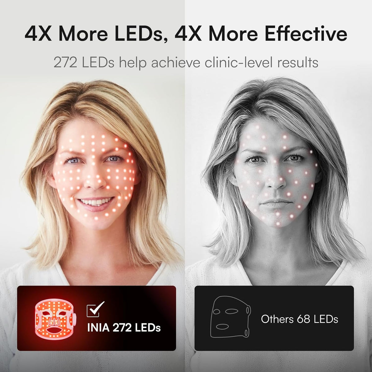 Red Light Therapy Mask for Face - Wireless LED Face Mask with Near-Infrared (NIR) Light
