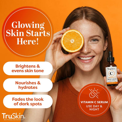 Vitamin C Serum for Face with Hyaluronic Acid & Vitamin E - Anti-Aging & Brightening Formula, 2 Fl Oz