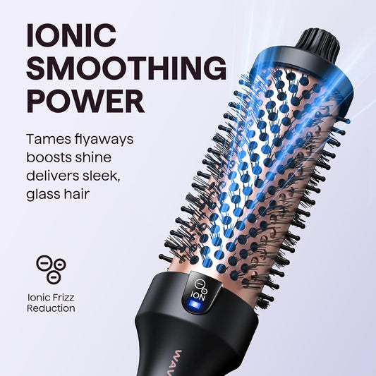1.5 Inch Heated Round Brush with Ionic Technology, 5 Heat Settings for Blowout Look