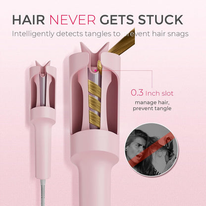 Automatic Rotating Curling Iron: 1 Inch Beach Waves Wand with 500M Ions & Anti-Scald