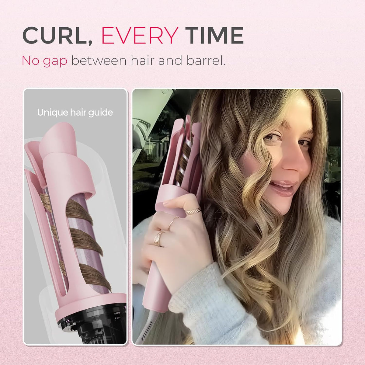 Automatic Rotating Curling Iron - 1 Inch Beach Waves Wand with 500M Ions & Anti-Scald