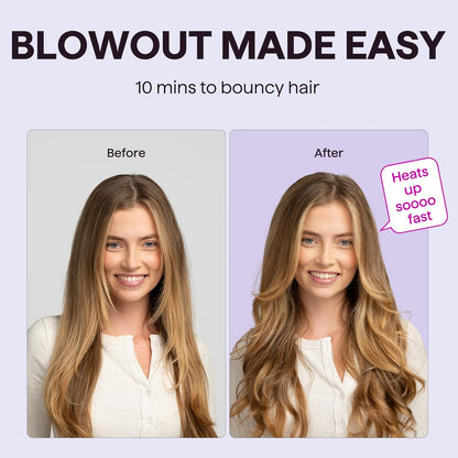 1.5 Inch Heated Round Brush for Blowout Look, Dual Voltage, Tourmaline Ceramic & Negative Ion Technology