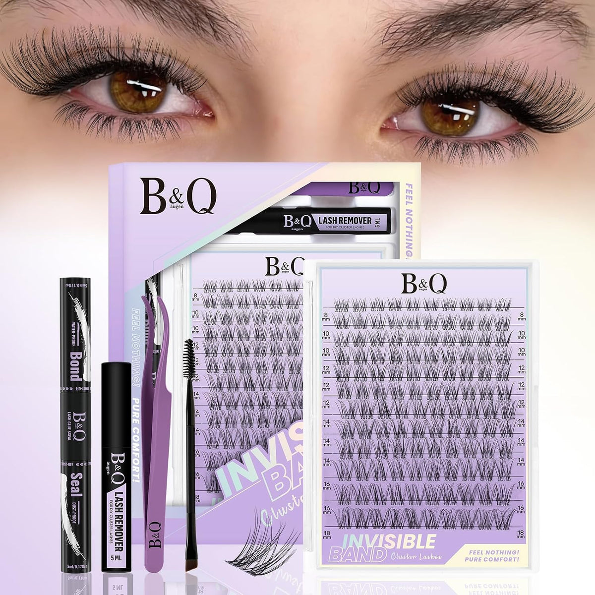 Natural Eyelash Clusters Kit - DIY Lash Extension Kit at Home with C-Curl Wispy Clusters