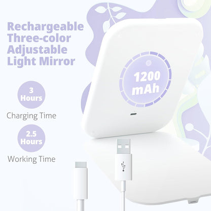 Portable Travel Makeup Mirror with 3 Adjustable Light Settings, USB-Rechargeable Vanity Mirror