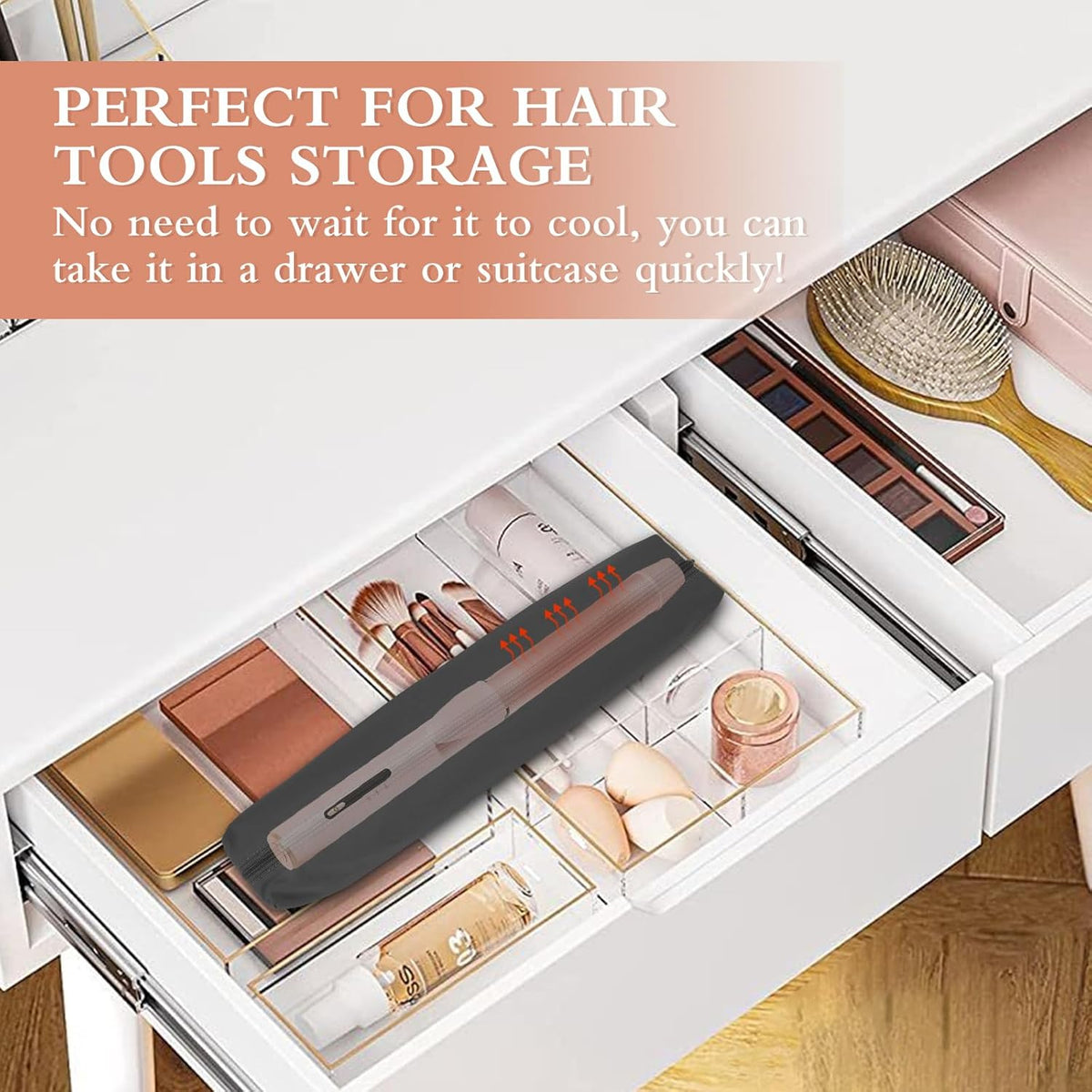 Professional Hot Hair Tools Organizer Bag - Heat Resistant Travel Case for Curling Irons and Flat Irons