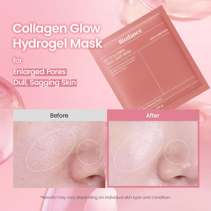 Bio-Collagen Real Deep Mask, Hydrating Overnight Hydrogel Face Mask, Pore Minimizing, 16 Sheets